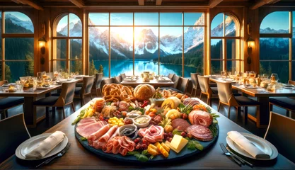 Zelfklevend Fotobehang traditional german/austrian snack in the alps © Comofoto