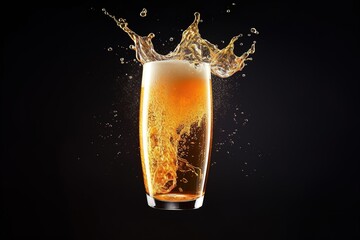 beer splashes in transparent glass