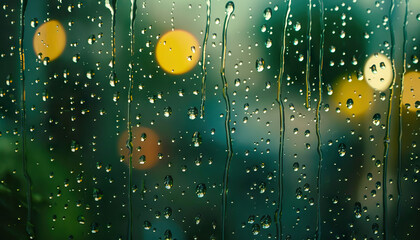 raindrops on the window of life. pictures of moments in the past thinking of loss - obrazy, fototapety, plakaty