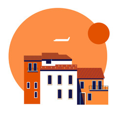 old european city flat style vector illustration