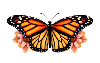 A beautiful monarch butterfly gracefully perched on top of a vibrant flower, soaking in the warm sunshine