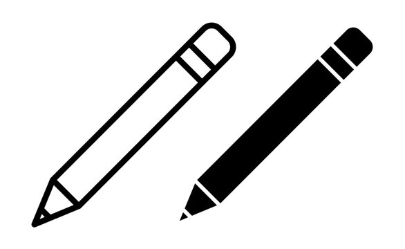 Pencil and Drawing Crayons Icons. Artistic and Student Writing Tools Symbols.