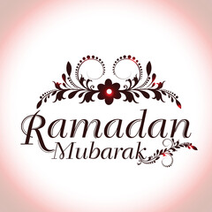 Floral design decorated text Ramadan Mubarak for Muslim community festival celebration, can be used as poster, banner or flyer.