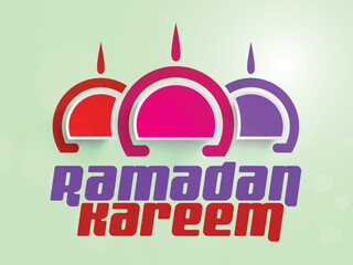 Elegant greeting card design for Islamic holy month of prayers, Ramadan Kareem celebration.