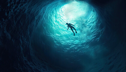 jumping into a big hole of unkown. dark depth of the deep