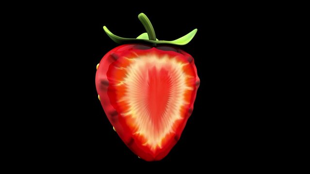 Strawberry rotating – 3d render looped with alpha channel.
