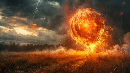 Watch as the balloon lands and ignites, only to deal with a fire while flying through stormy skies.
