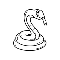 Hand drawn doodle snake on white background.