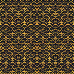 Art Nouveau golden seamless pattern, wallpaper, repeating patterns, gold lines background for cards and product designs, luxury designs