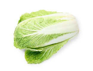 Fresh ripe Chinese cabbage isolated on white, top view