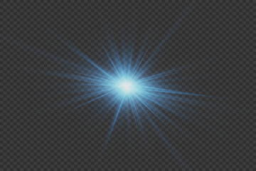 
Blue explosion light effect. Flash of a star and sun flare. On a transparent background. Vector EPS 10