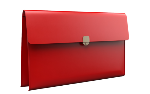 A vibrant red folder with a shimmering gold clasp, emanating elegance and sophistication