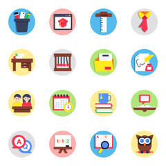Set of Education and Study Flat Icons

