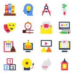 Set of Education and Learning Flat Icons

