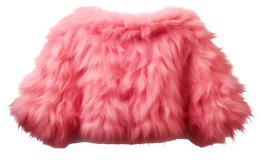 A luxurious pink furry coat against a soft white backdrop