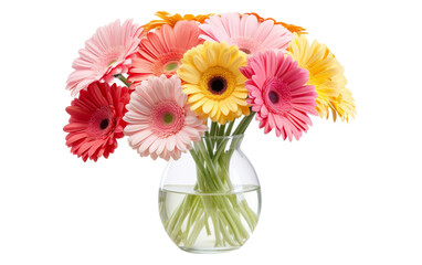 A vibrant array of colorful flowers overflowing from a decorative vase