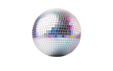 A disco ball shining on a white background