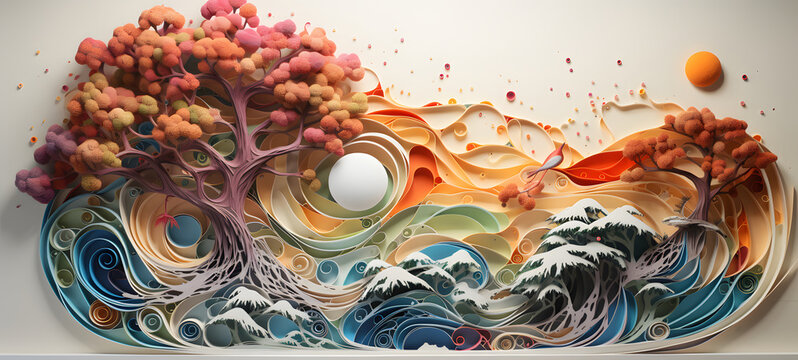 paper quilling tree, ai generative - Powered by Adobe