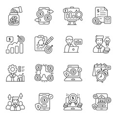 Set of  Investment Linear  Icons 

