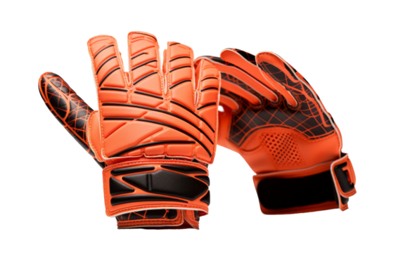 A detailed close-up of a soccer glove resting on a pristine white background