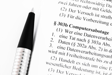 Computersabotage Strafgesetzbuch - obrazy, fototapety, plakaty