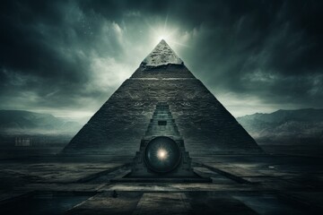 Enigmatic Pyramid eye creepy. Finance sign. Generate Ai - 772197313
