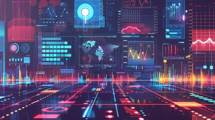 Digital background image with glowing graphs and diagrams. financial stock market. Technology concept. - obrazy, fototapety, plakaty