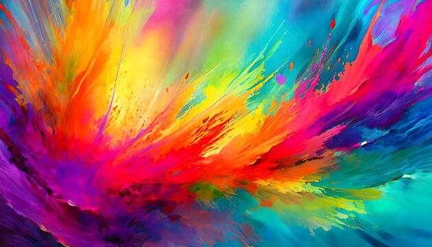 Abstract colors colorful color painting illustration - watercolor splashes art painting on digital art concept.