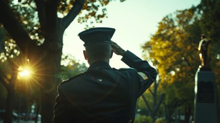Sunlit Military Salute at a Peaceful Park