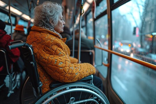 Fototapeta Accessible Public Transportation Illustration or image advocating for accessible public transportation for individuals with disabilities