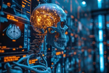 Artificial Intelligence in Radiology Visual representation of artificial intelligence technology assisting radiologists in medical imaging interpretation