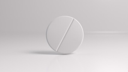The destruction of the pill in slow motion on white isolated background. Medical concept. 3d animation