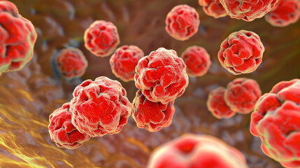 Close-Up of Streptococcal Bacteria Cells in Infection 3D Image