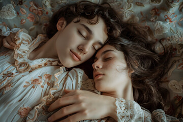 couple lying down with relaxed gestures