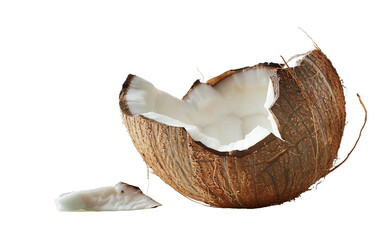 Partially Revealed Coconut on transparent background.
