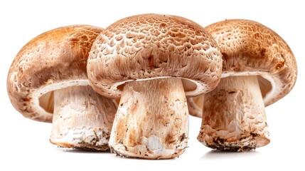 Fototapeta premium Fresh white champignon mushrooms isolated