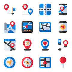 Fototapeta premium Set of Location Flat Icons