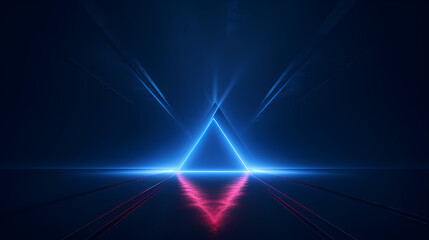 Fototapeta premium Triangular shape, glowing neon light