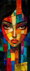 Street Art. Portrait of a beautiful girl with bright make-up.