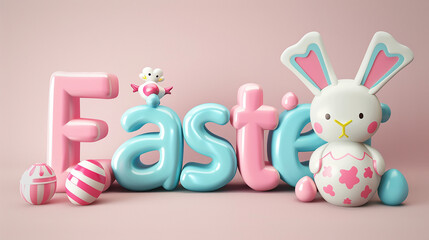 Happy Easter Background 3d rendered text