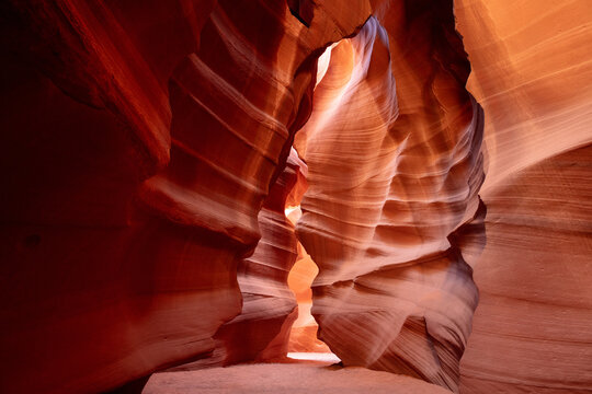 Narrow passage in the red Antelope slot canyon in American Southwest