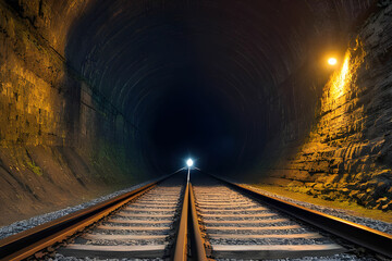 A railroad tunnel with a light at the end. Can represent achieving your goals, getting through problems and obstacles or simply represent exactly what you can see - an old tunnel.