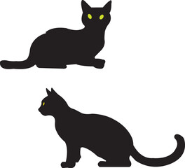 Cute cartoon black cat