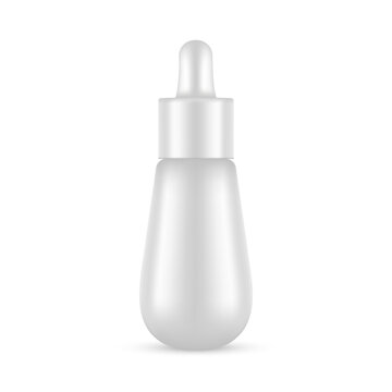 Blank Dropper Bottle, Vial Mockup, Serum, Oil, Isolated On White Background. Vector Illustration