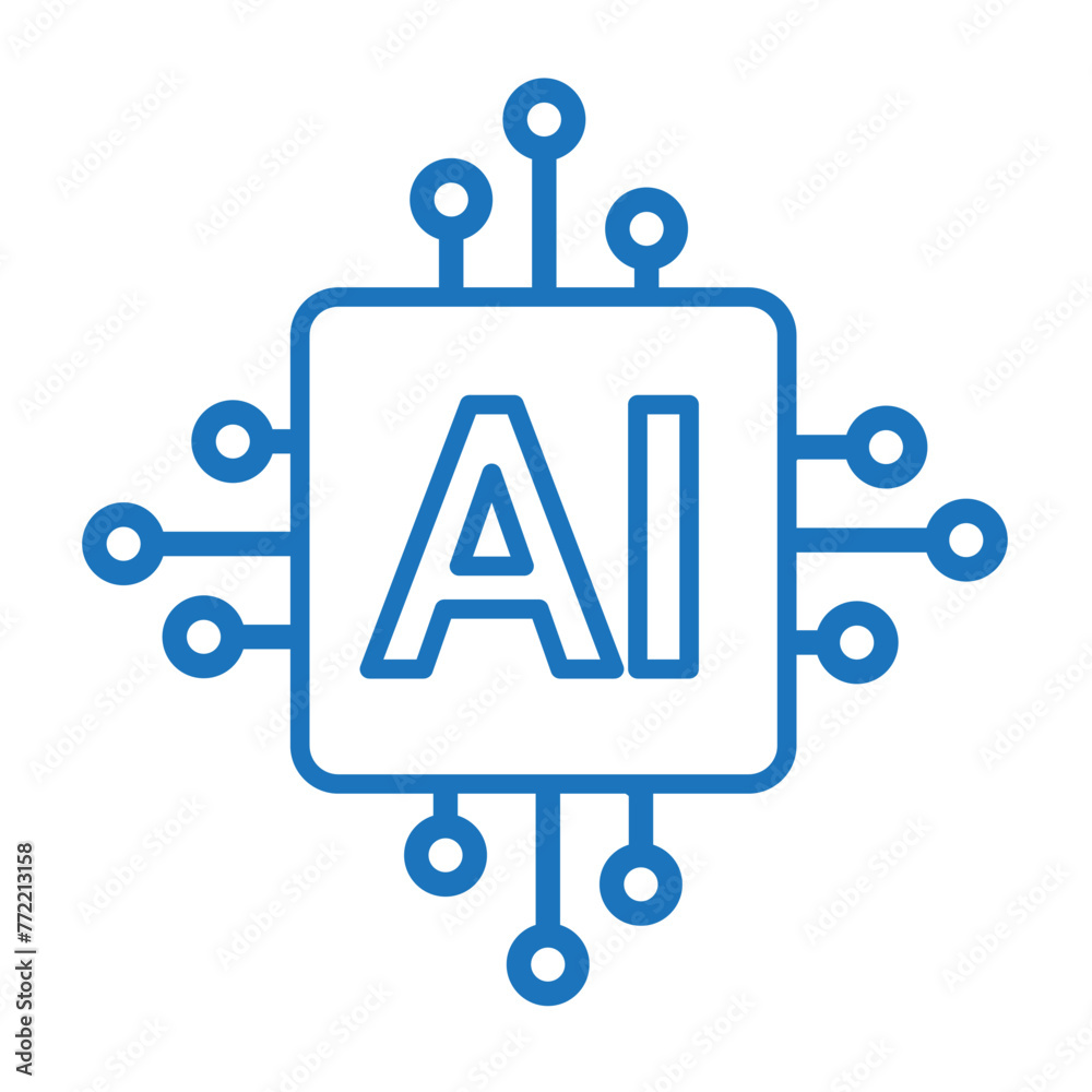 Poster artificial intelligence icon. simple ai system logo. microchip processor ai.