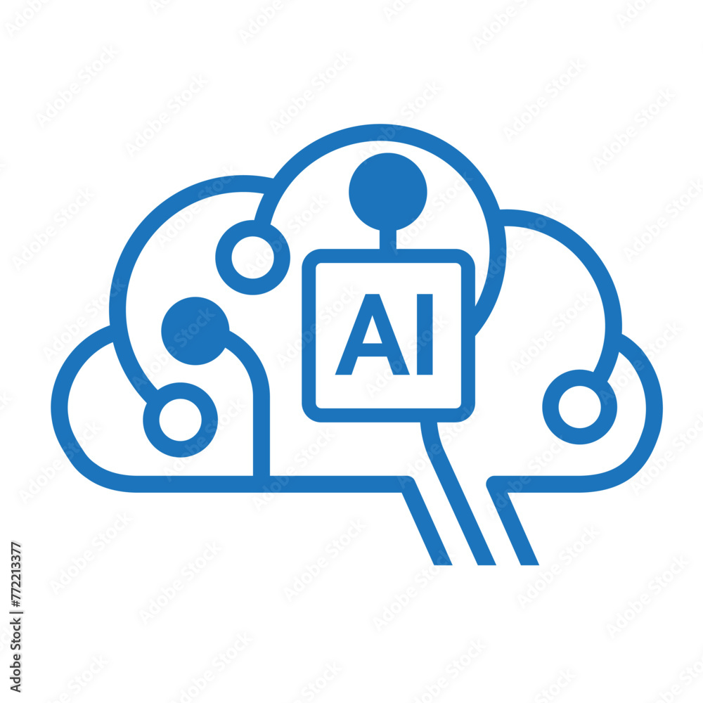 Poster artificial intelligence icon. simple ai system logo. microchip processor ai.