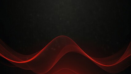 Ethereal Crimson Red Glowing Abstract Gradient Wave Shape on Black Grainy Background with Copy Space - Minimal Wide Banner Web Header Cover Poster Design