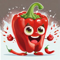 vector illustration of a red pepper character, bursting with personality and ready to add flavor to culinary-themed designs