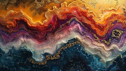 A unique luxurious mixture of minerals and gold, a rare marble texture with iridescent shades of colors.  - obrazy, fototapety, plakaty