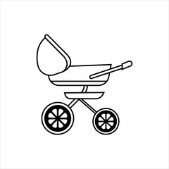 Fototapeta na wymiar Baby carriage icon vector. Stroller illustration sign. Baby symbol or logo.